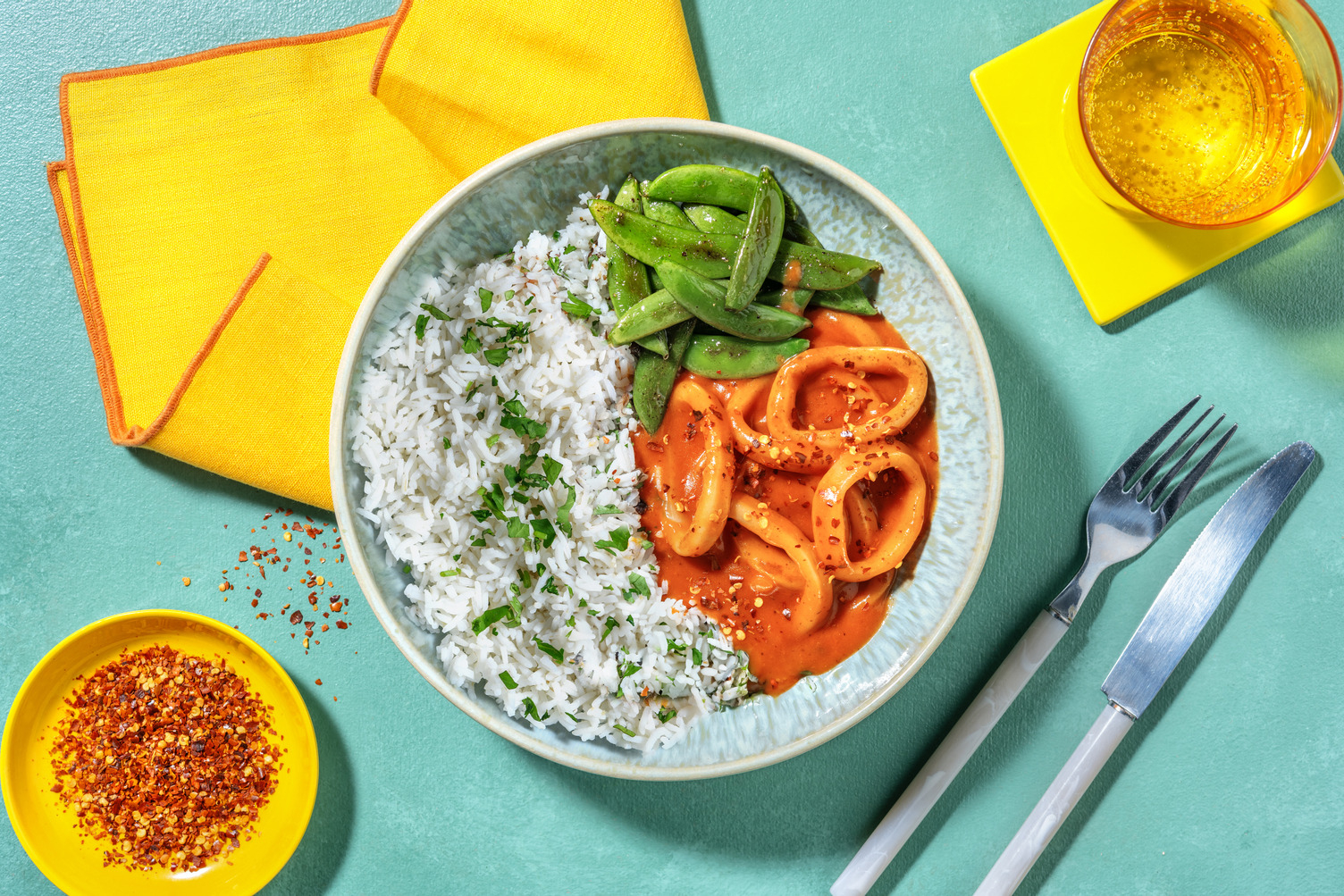 Calamar gigante en salsa estilo americana