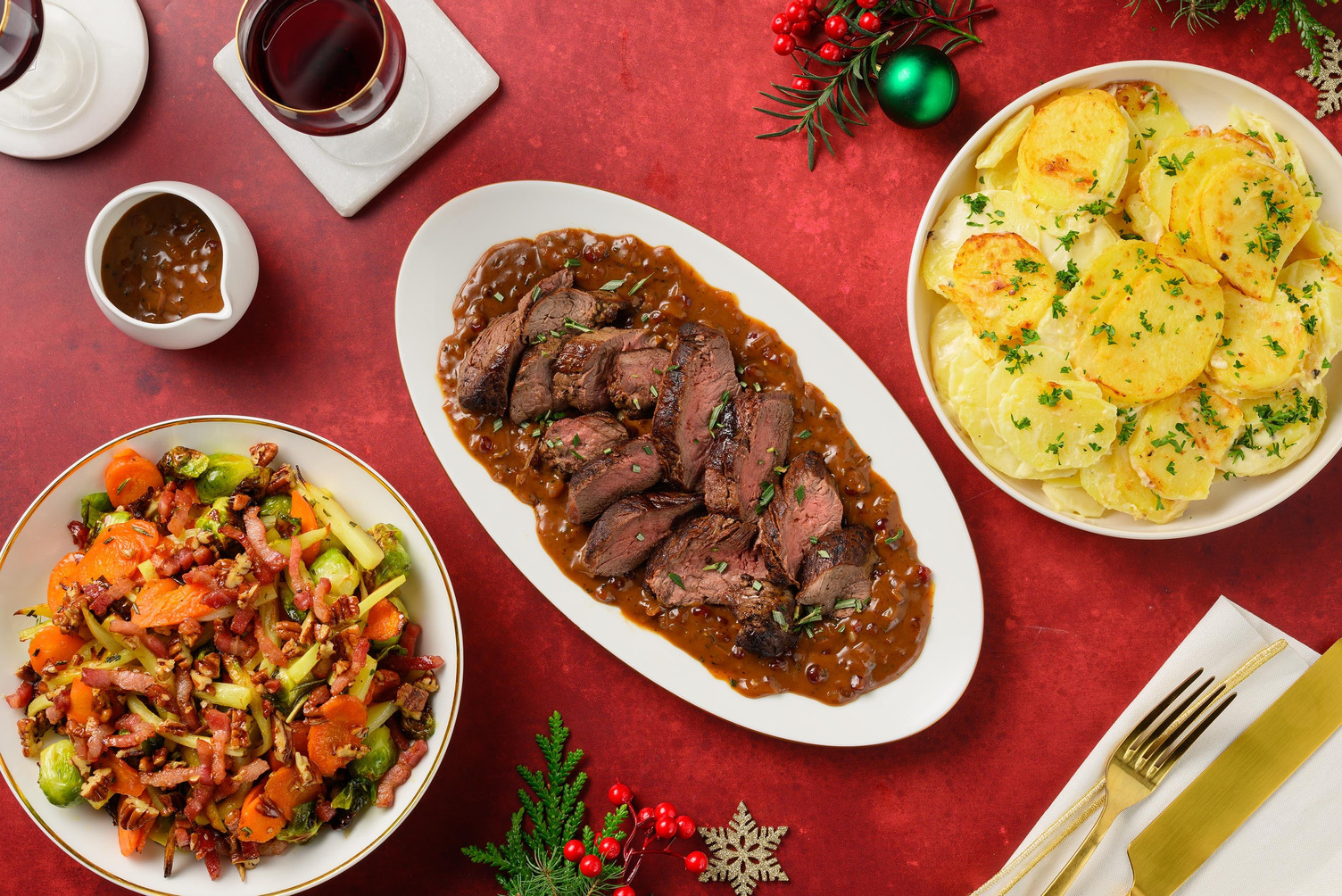 Beef Tenderloin with Cranberry Veal Jus