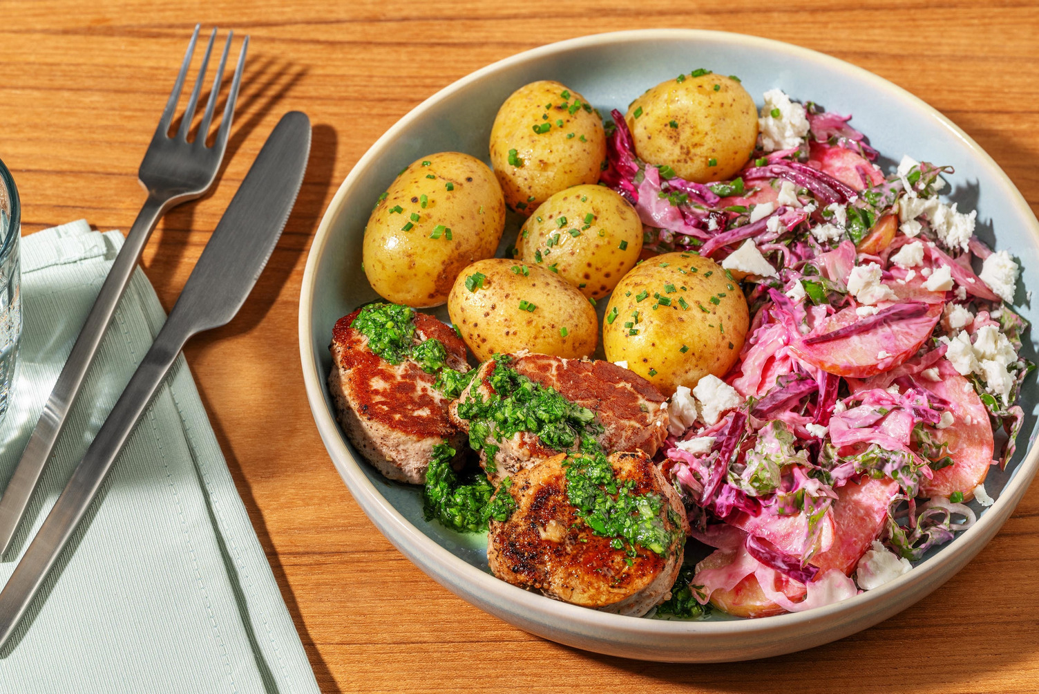 Schweinelachssteak mit Chimichurri