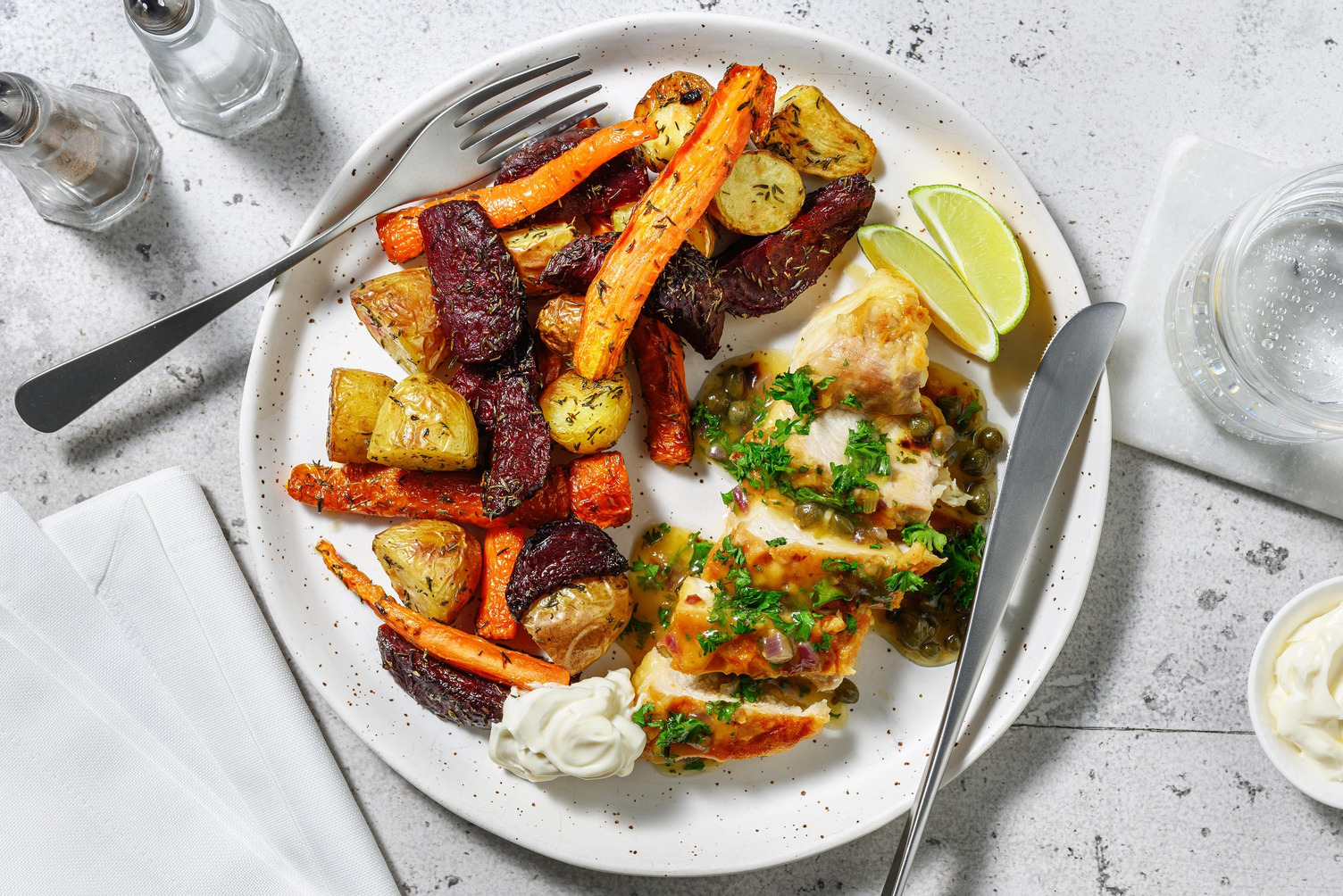 Kalkoenfilet met ovengebakken patatjes