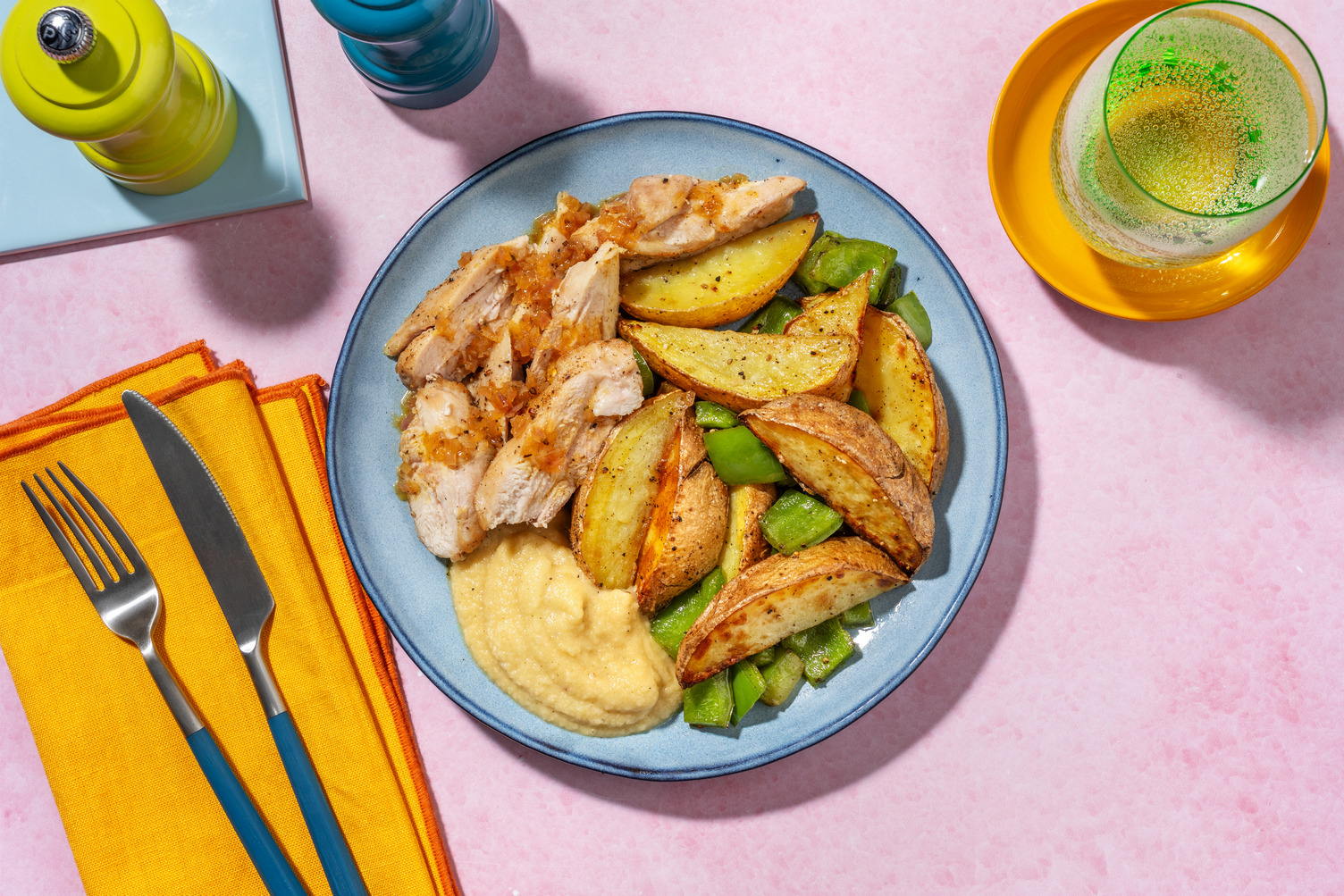 Pollo asado con salsa casera de naranja