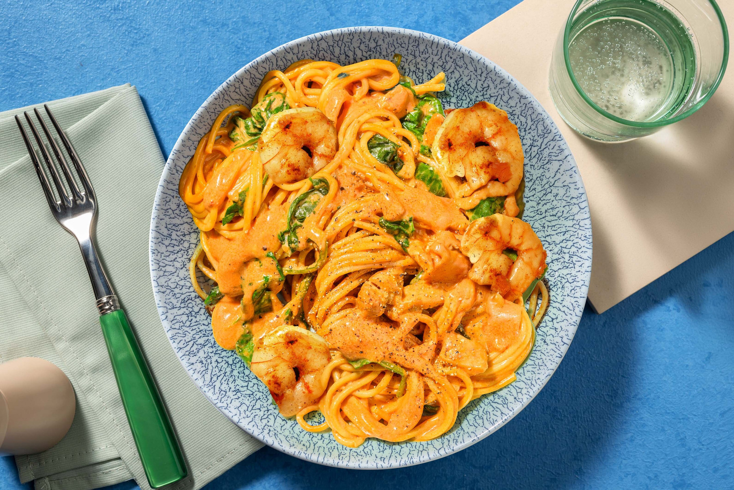 Creamy Harissa King Prawn Spaghetti