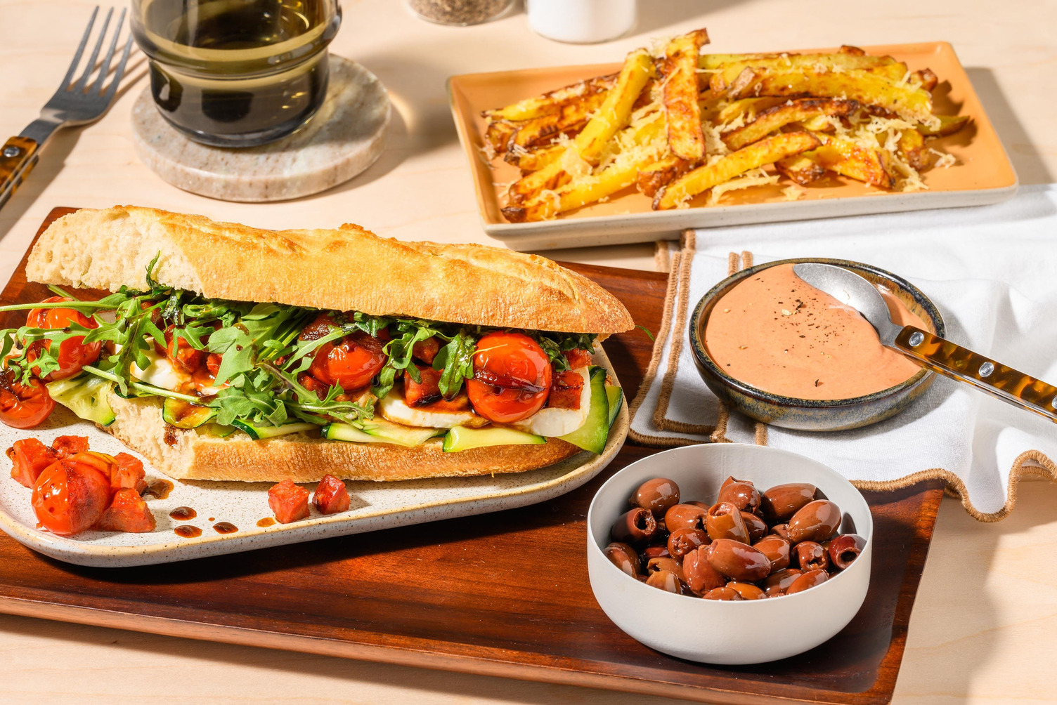 Chorizo- och mozzarellafylld capreseciabatta