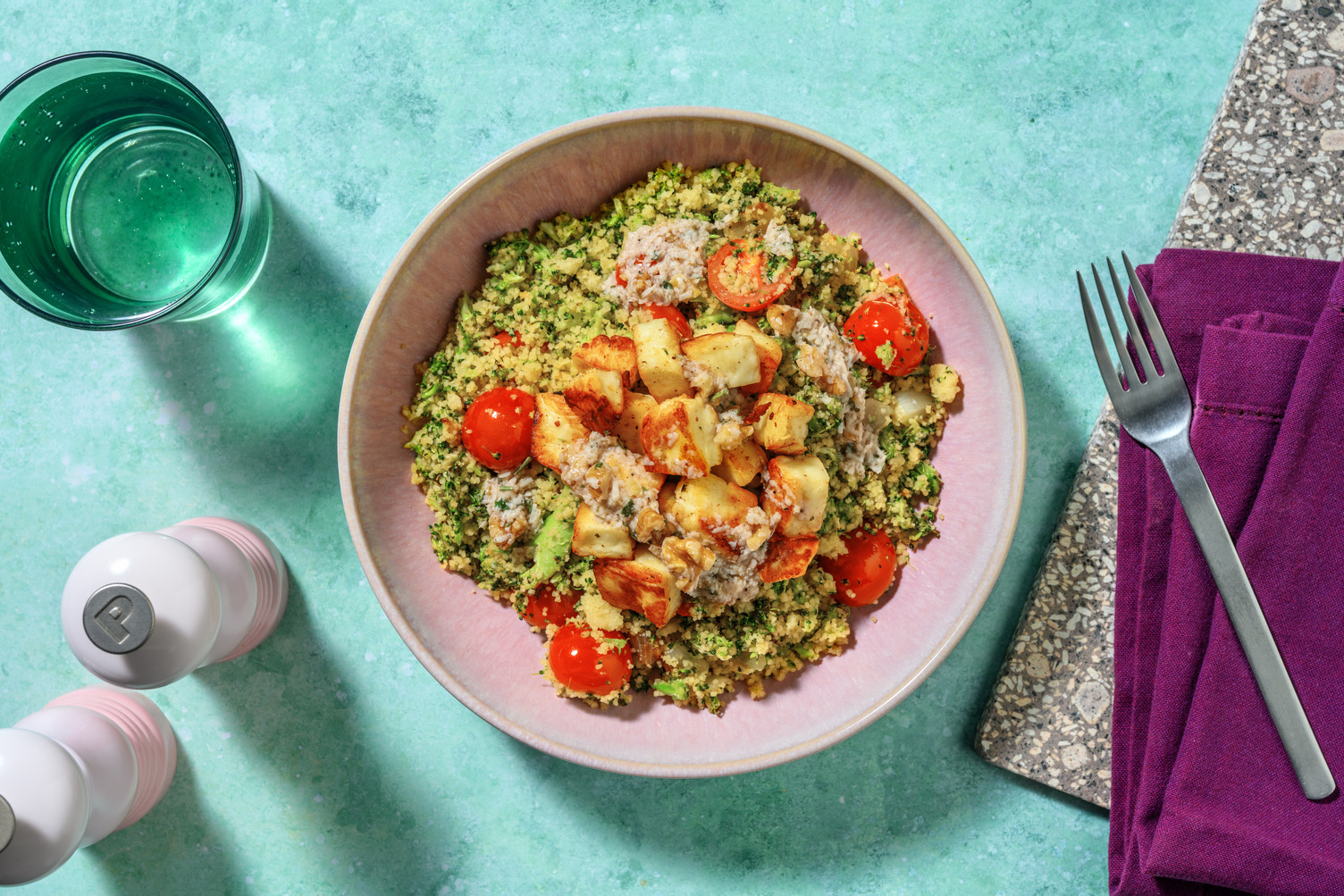 Queso estilo chipriota con vinagreta de pecorino