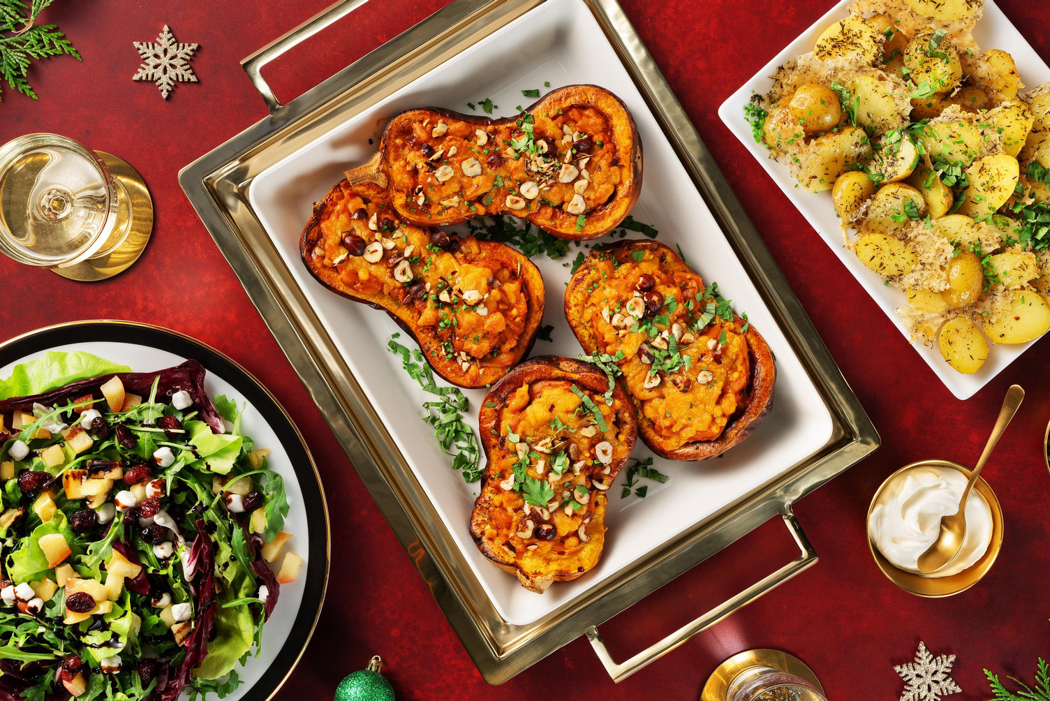 Gevulde pompoen met cheesy orzo