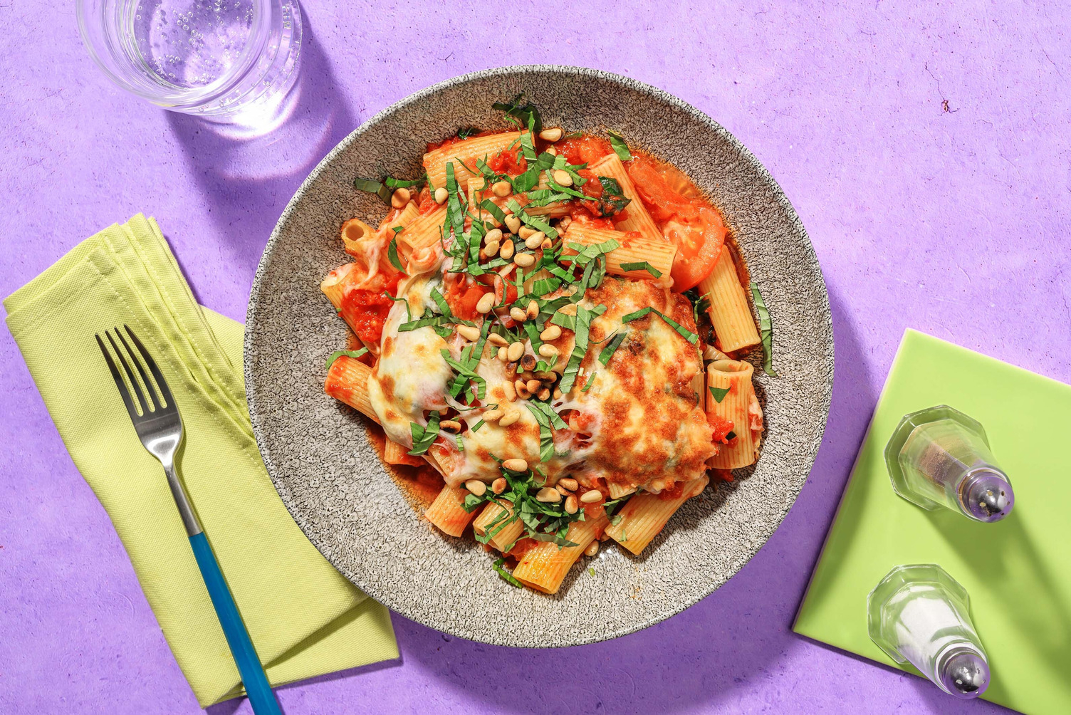 Gratineret ricotta- og spinatpasta