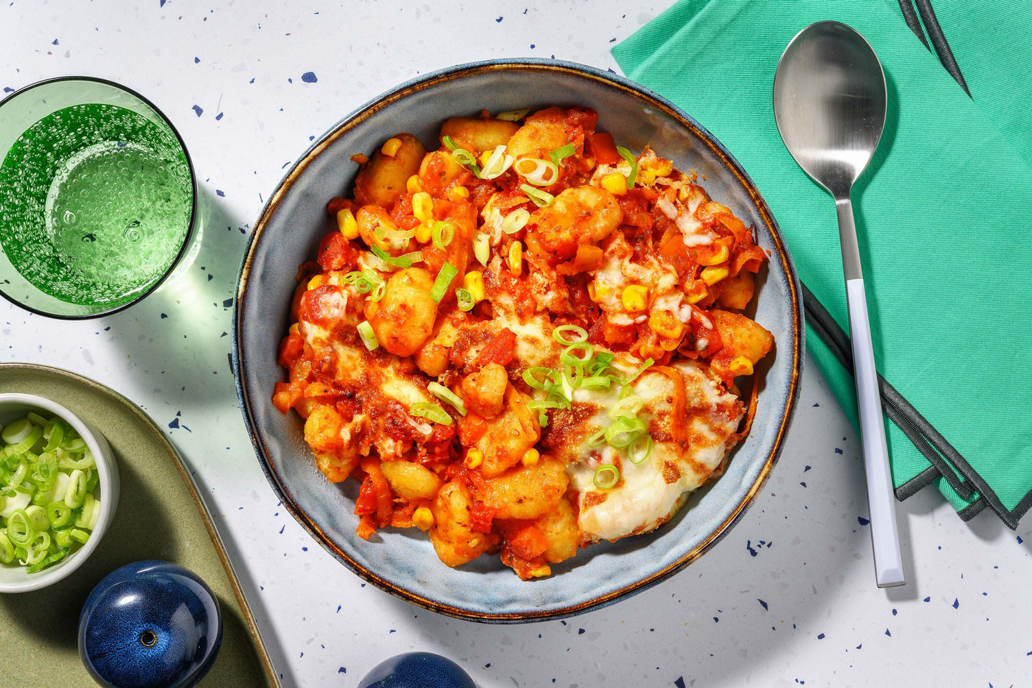 Tex-Mex krydret ostebagt gnocchi