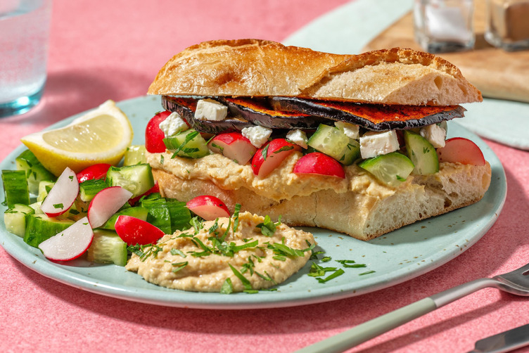 Sabich! Harissa-Auberginen-Sandwich mit Bio-Feta