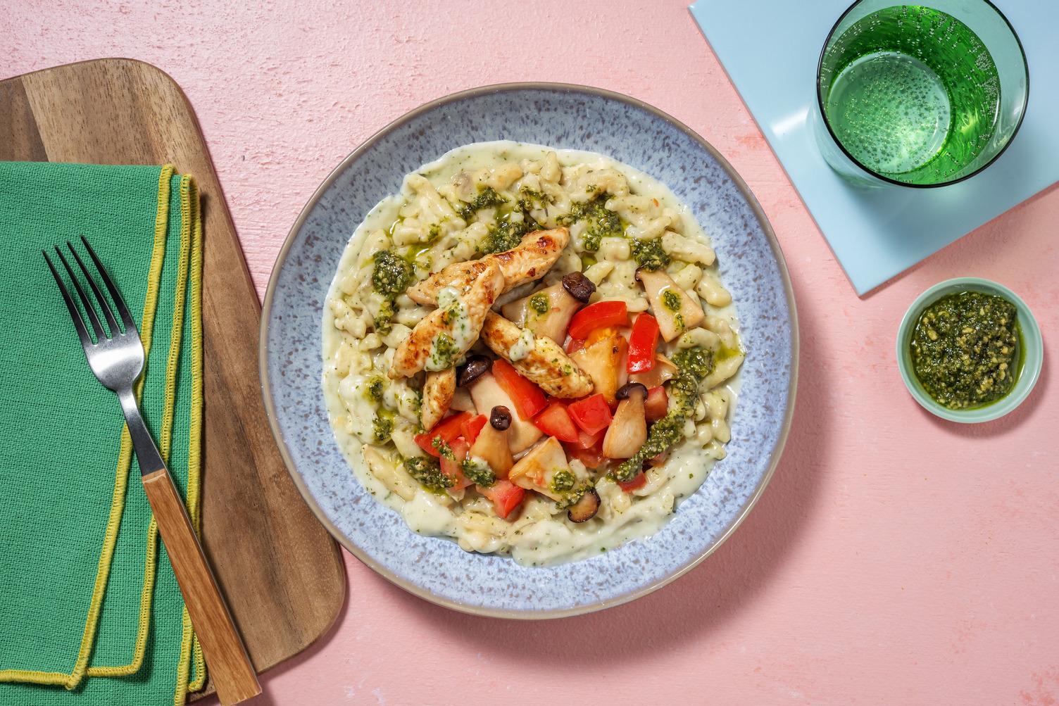 Italienische Spätzlepfanne mit extra Hähnchen