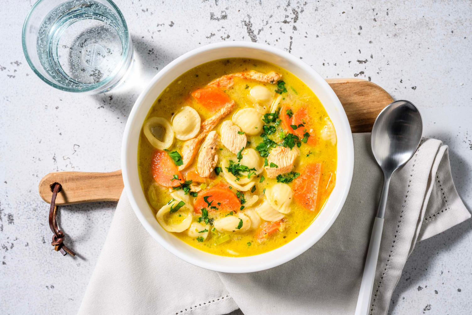 Hearty Chicken Soup with Orecchiette