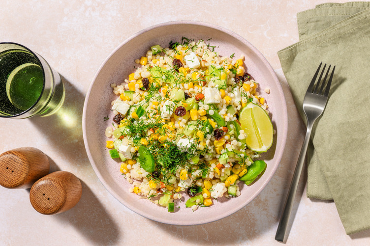 Couscous perlato ai porri, mais e sommacco