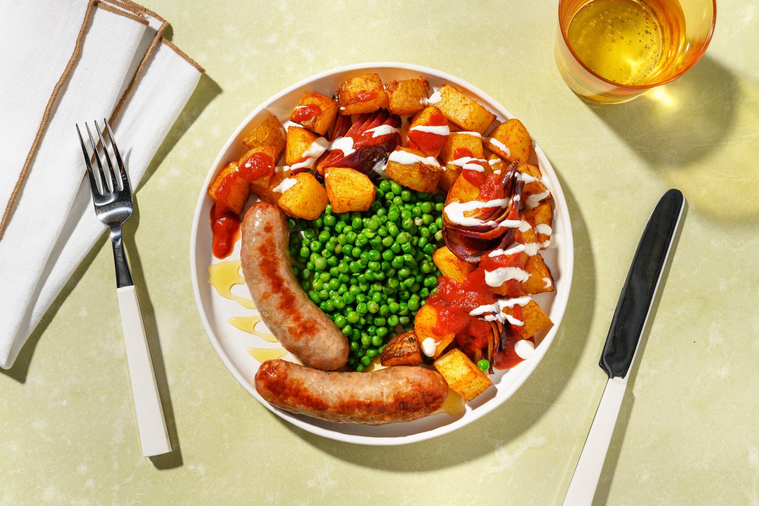 Honey Glazed Sausage Bake and Bravas Inspired Sauce