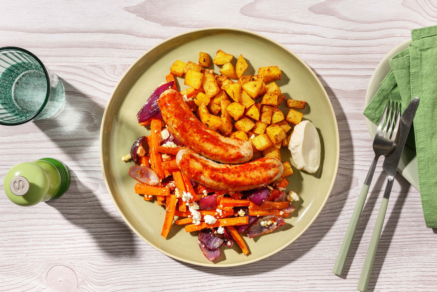 Honey Harissa Veg and Sausage Traybake