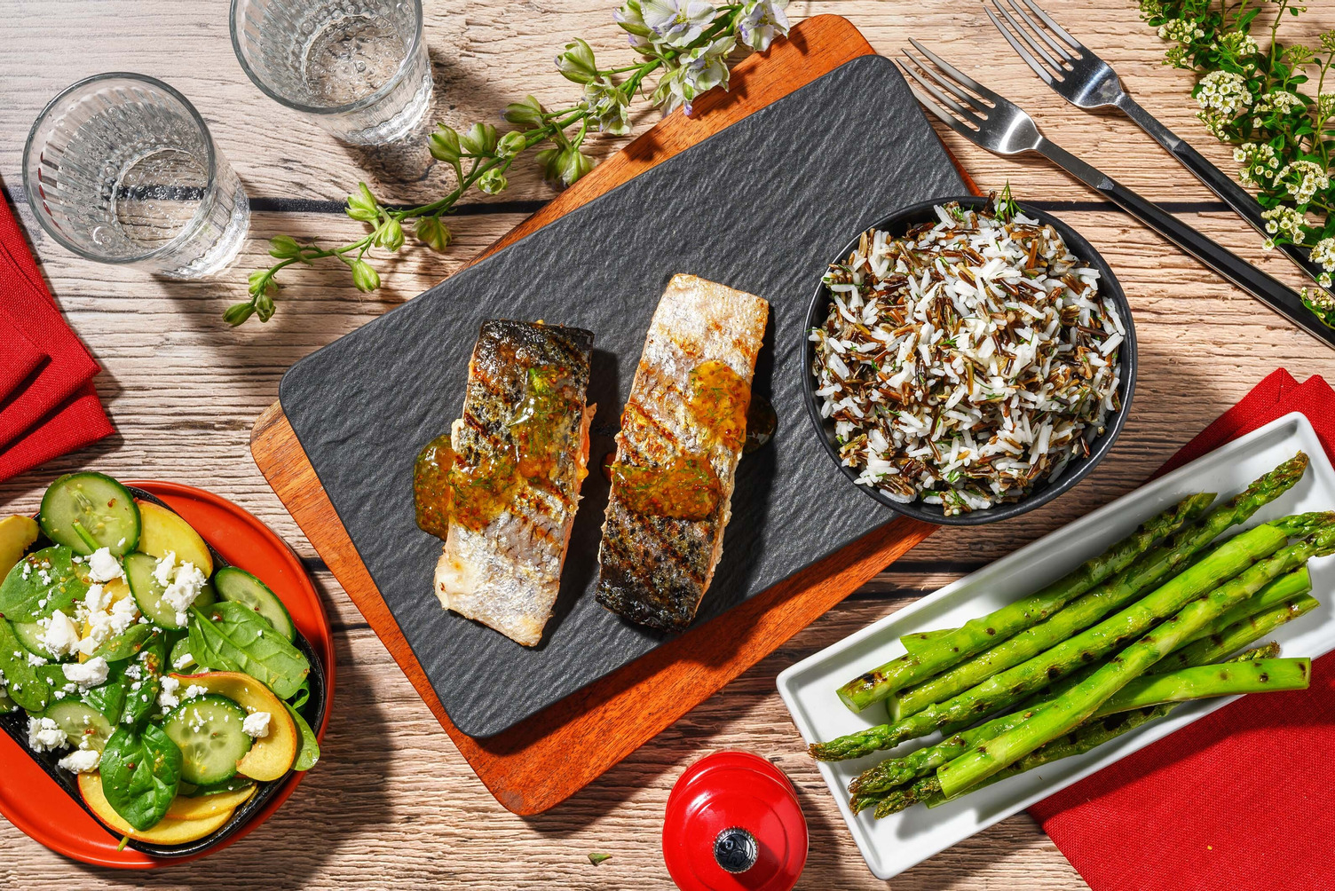 Grilled Apricot-Mustard Salmon Dinner