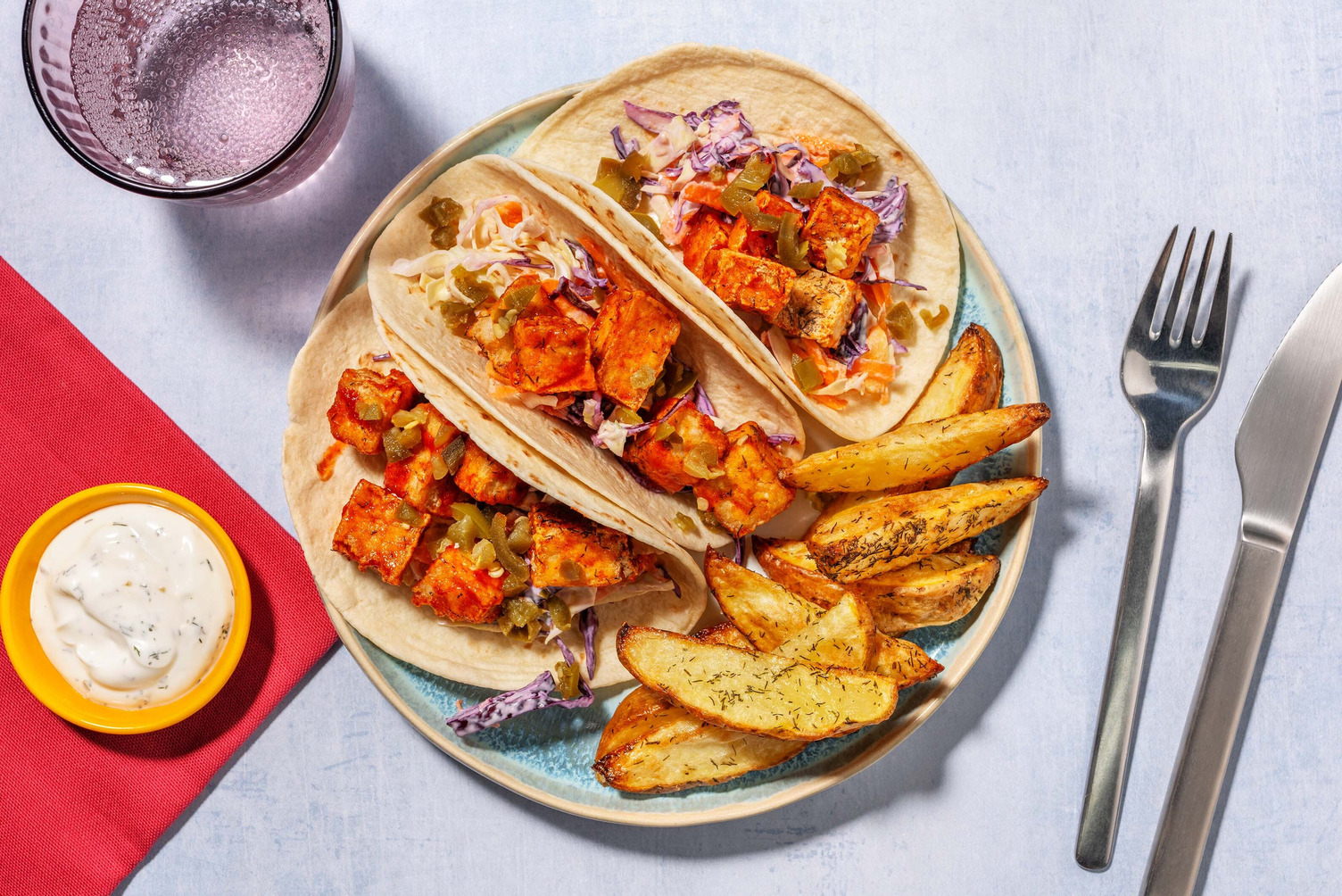 Chili-Garlic and Honey Tofu Wraps