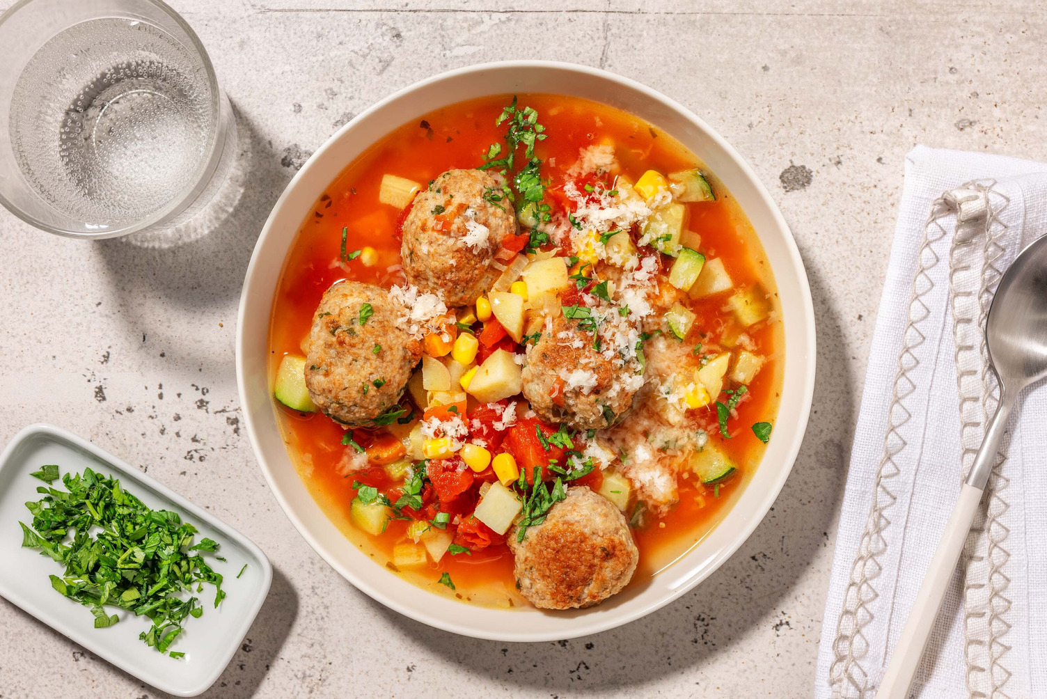 Carb Smart Italian Turkey Meatball and Veggie Soup