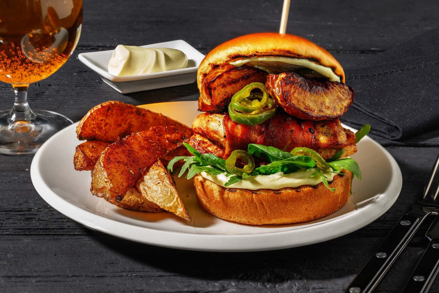 Grilled Cowboy-Style Chicken and Bacon Burgers