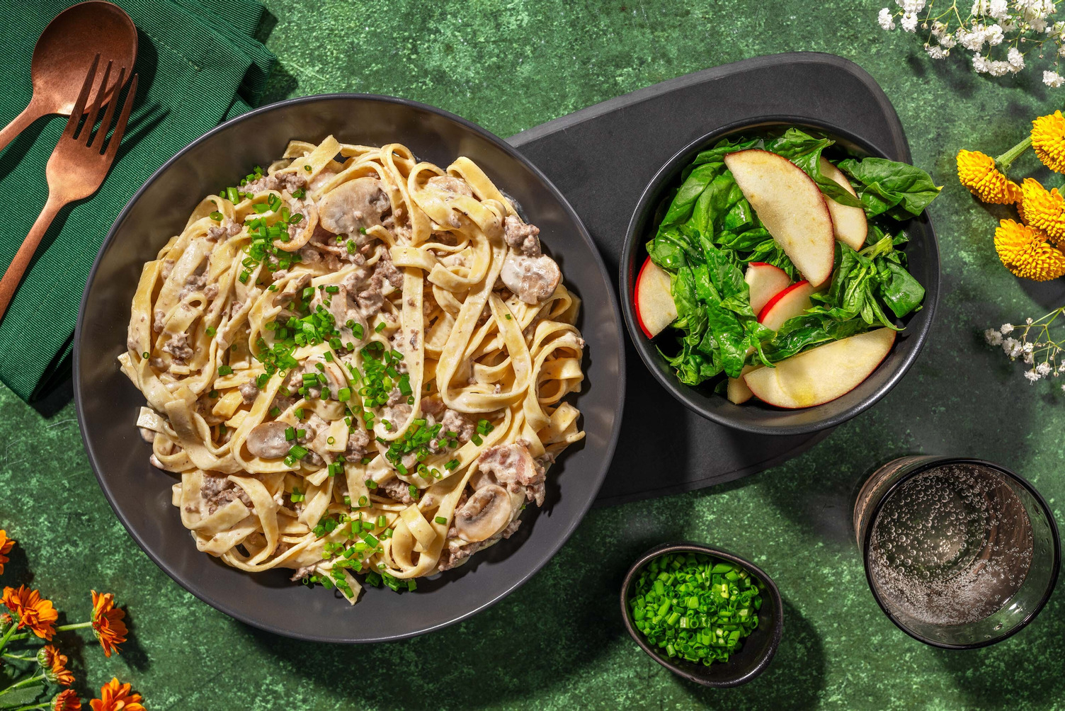 Creamy Bison and Bacon Linguine