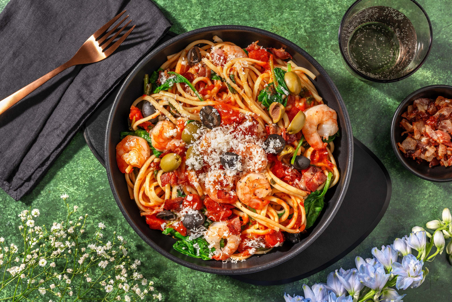 Fiery Shrimp and Bacon Puttanesca