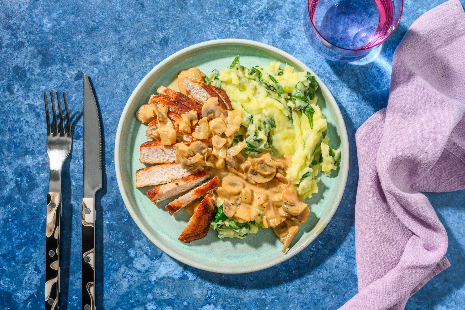 Kipfilet met spinazie-aardappelpuree