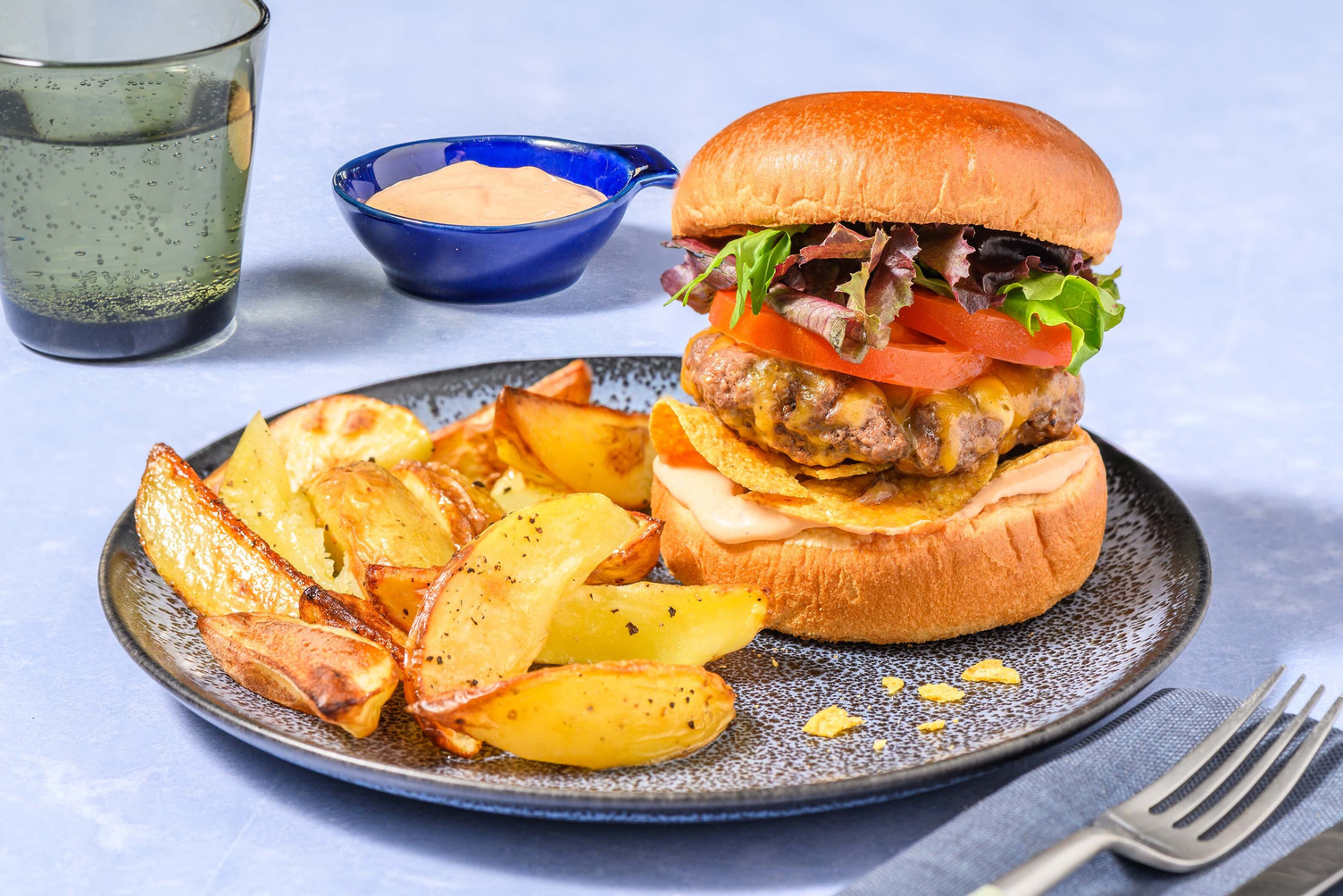 Ranch and Tortilla Crunch Double Beef Burgers