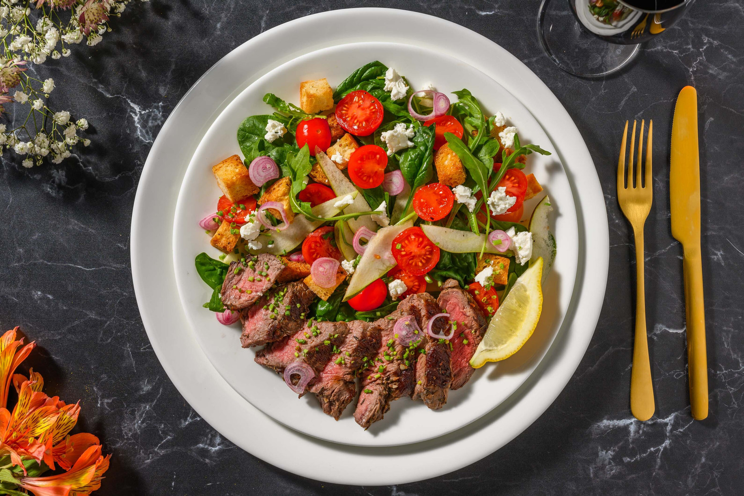 Garlic and Herb-Dressed Ribeye Steak