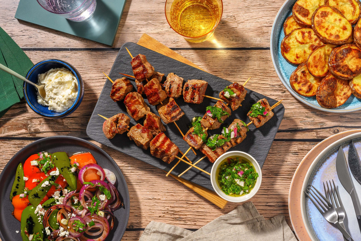 Grilled Striploin Steak Skewers