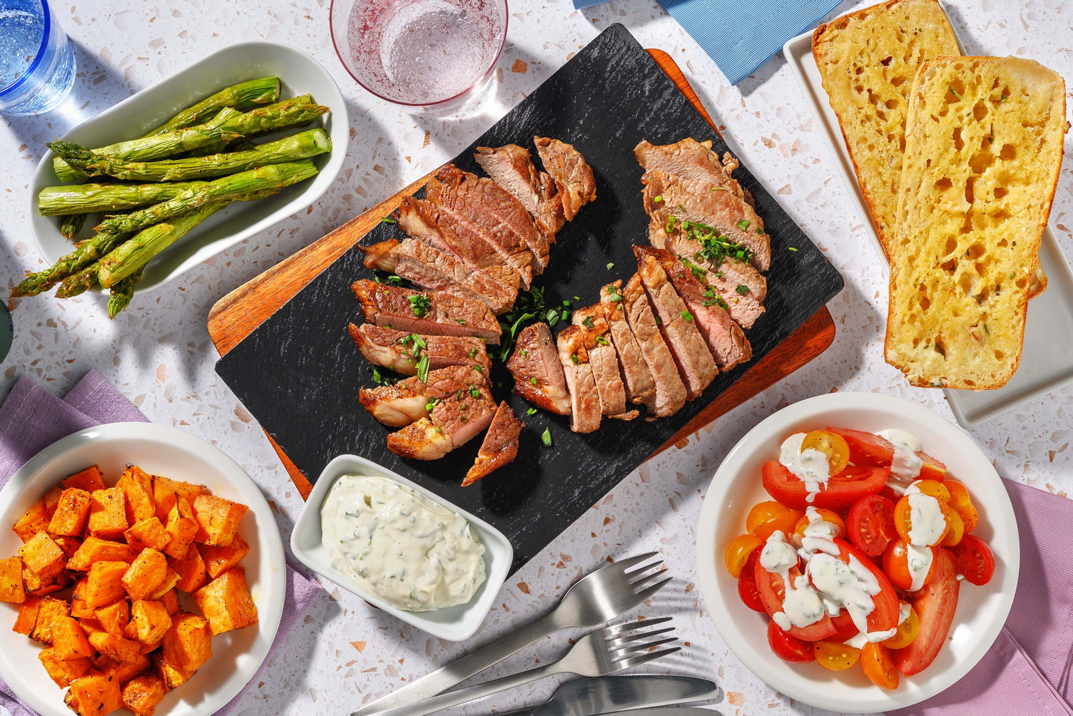 Plateau de contre-filet et d'asperges
