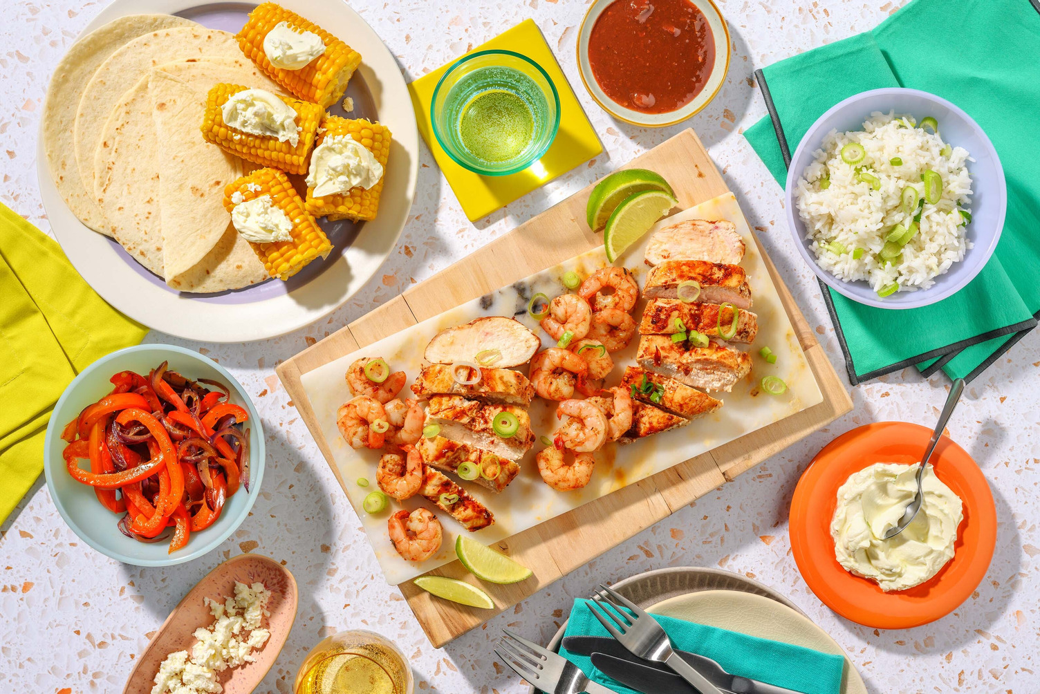 Jam-Packed Chicken and Shrimp Fajitas