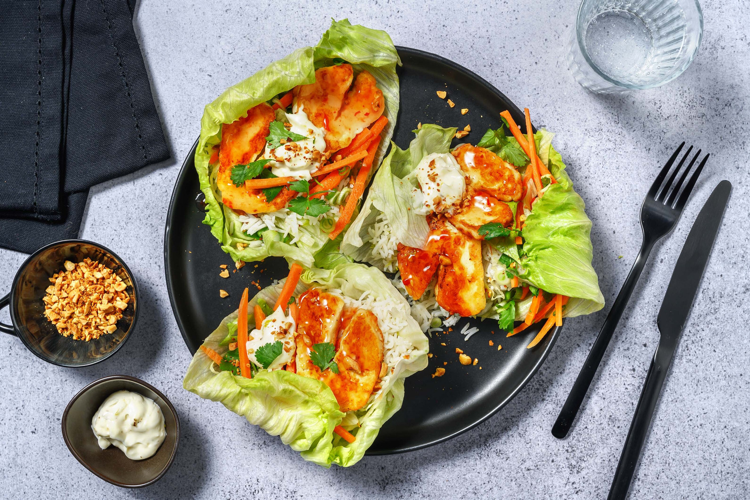 Fresh Sweet-Chili Halloumi Lettuce Wraps