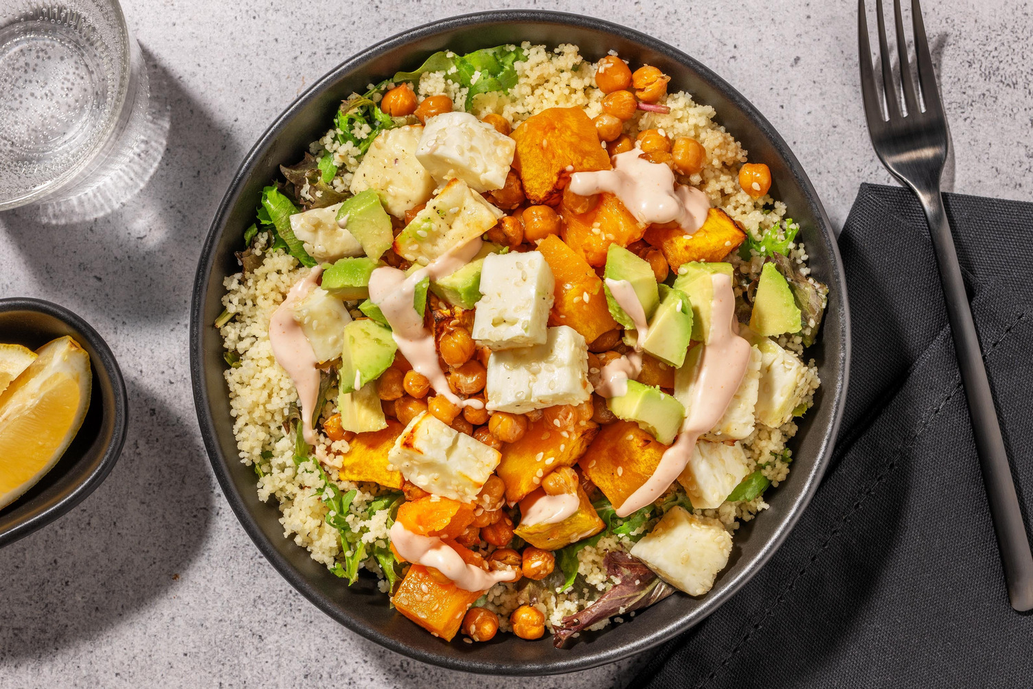 Sesame-Crusted Halloumi and Veggie Bowls