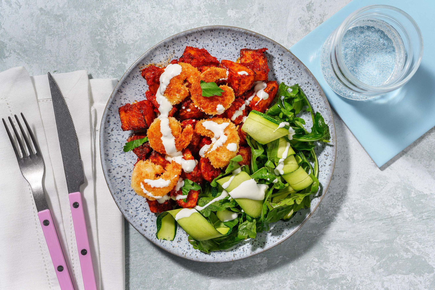 Spansk-inspirert panerte reker