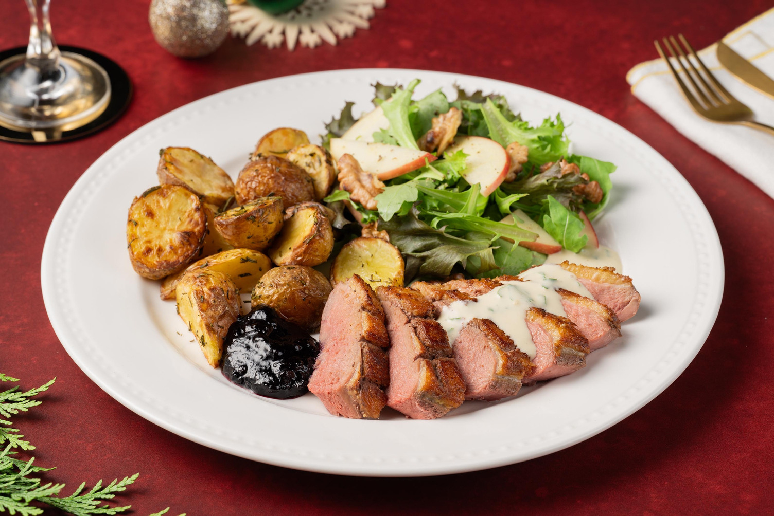 Stekt ankbröst i örtsås