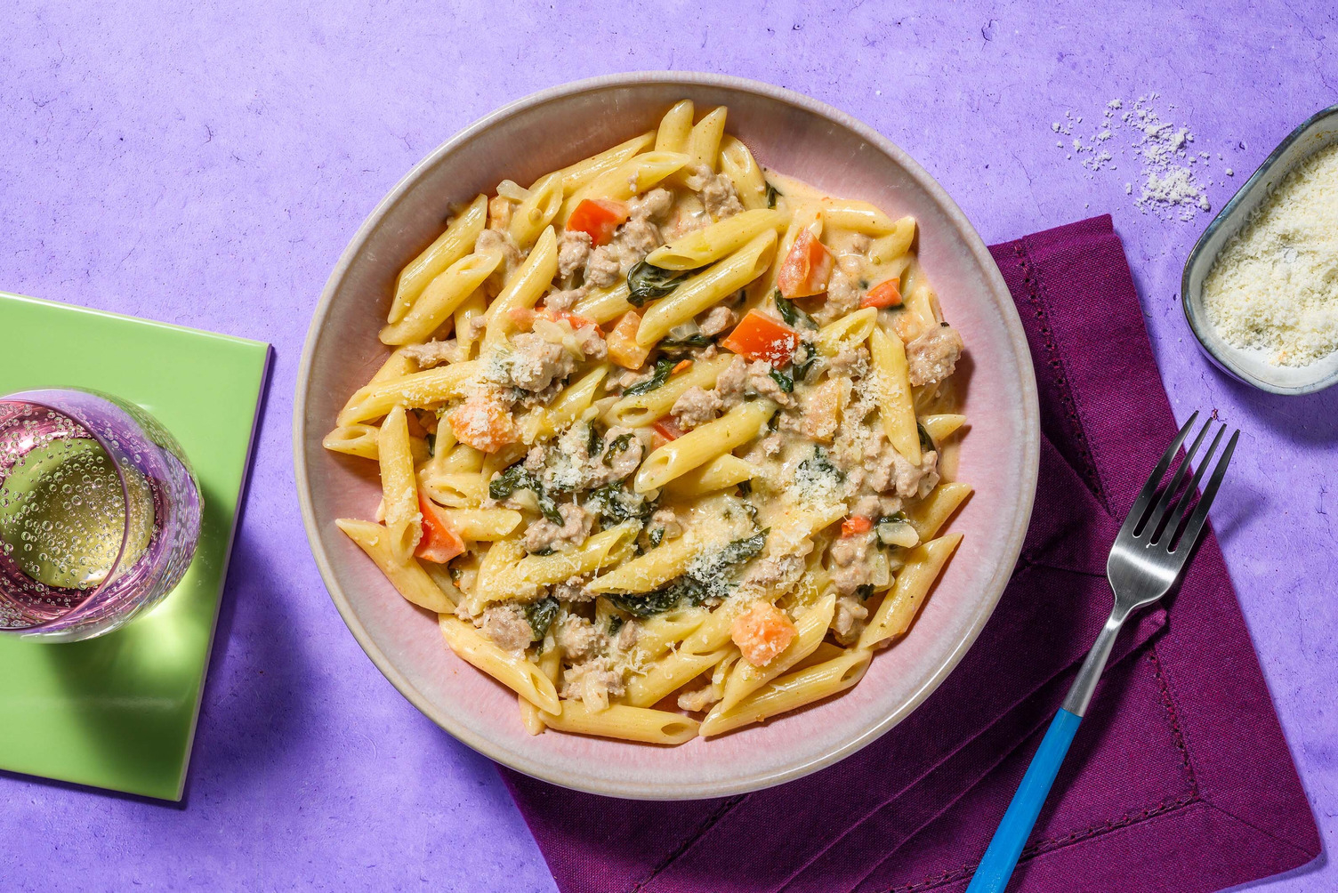 Romige pasta met boerenworst