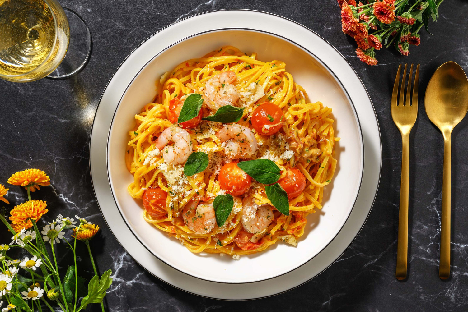 Linguine mit Rosmarin-Riesencrevetten