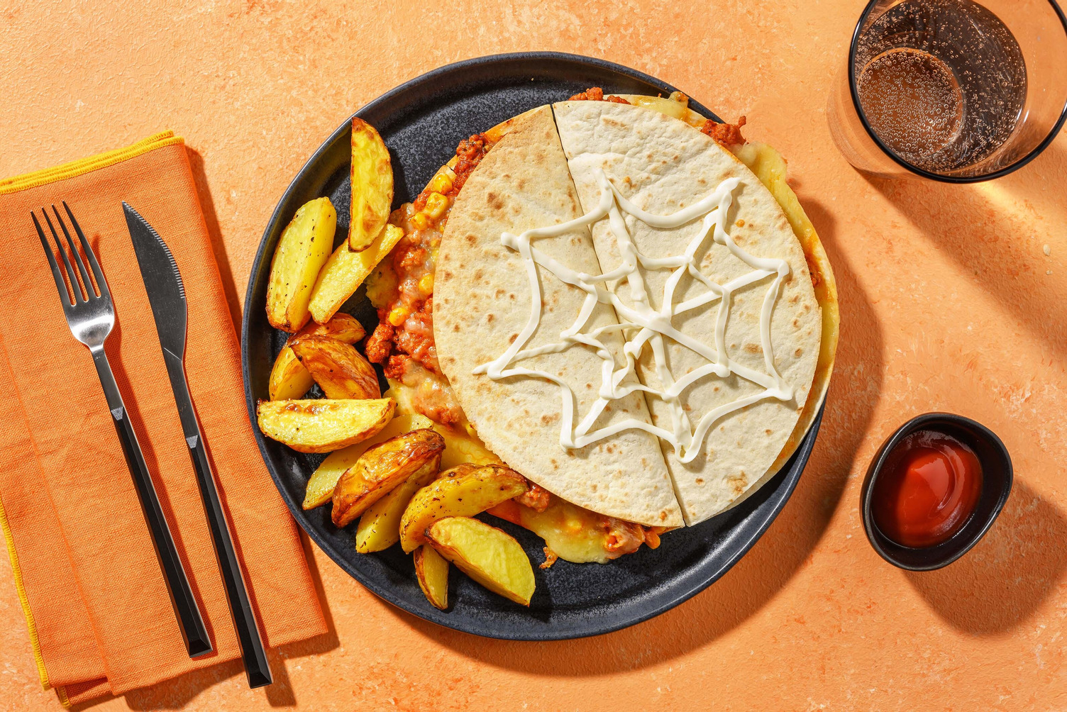 Spooky Spider Web Quesadillas and Wedges