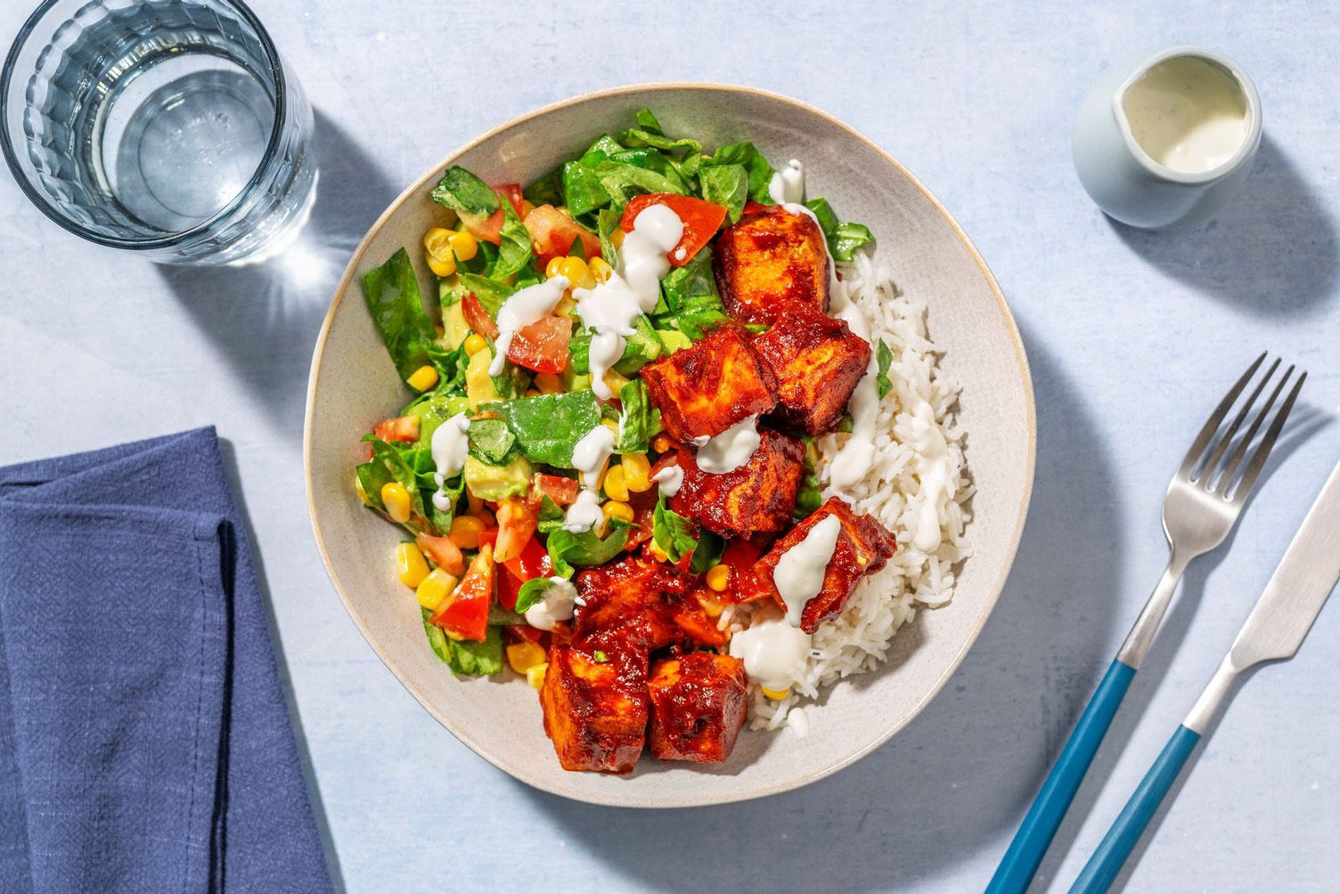 Mexicansk-glaseret tofu og majssalsa