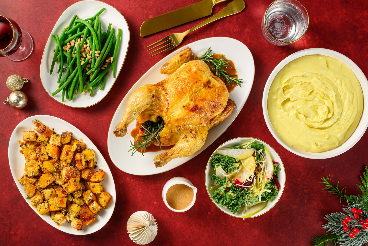 Garlic butter roasted whole chicken and gravy