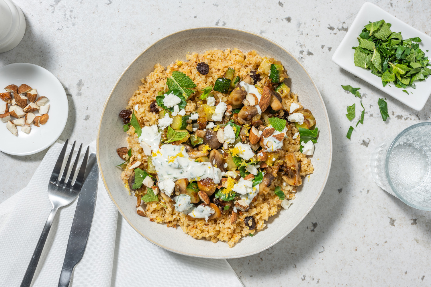 Boulgour à la courgette et fromage grec