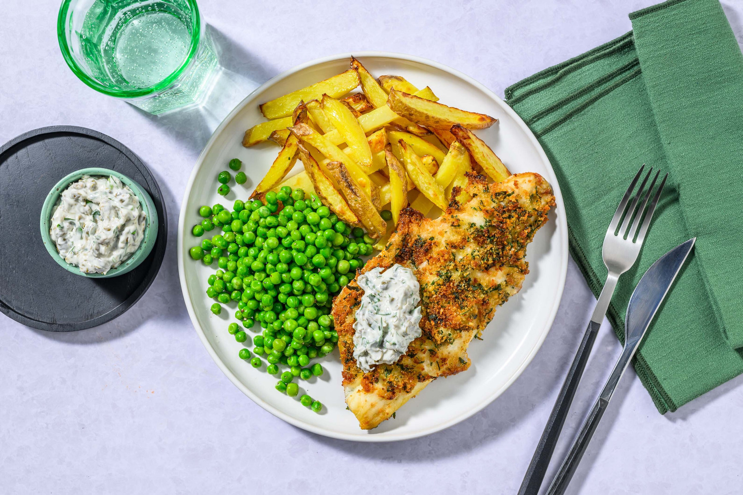 Fish, Chips and Homemade Tartare Sauce 