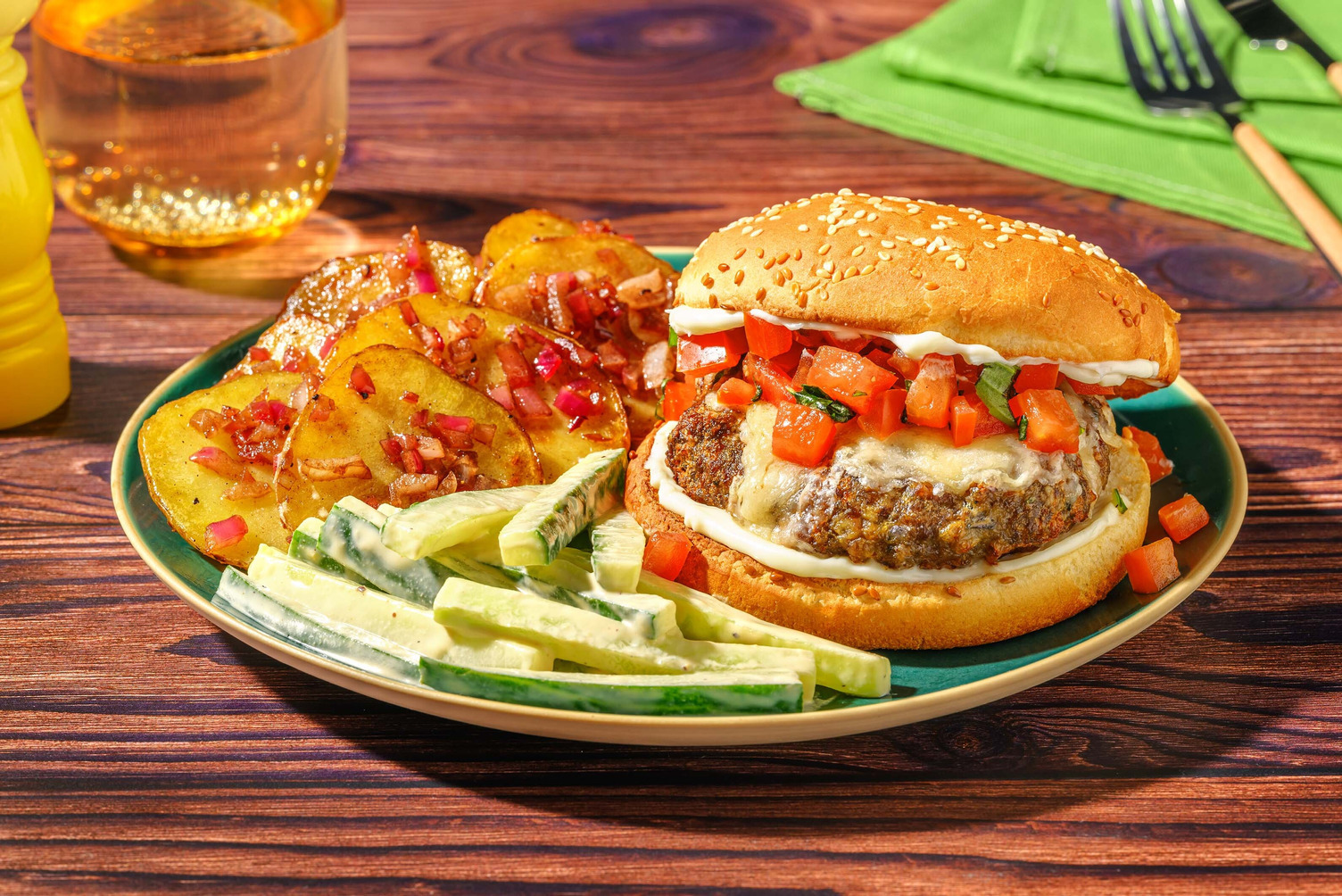 Zelfgemaakte bruschetta-burgers