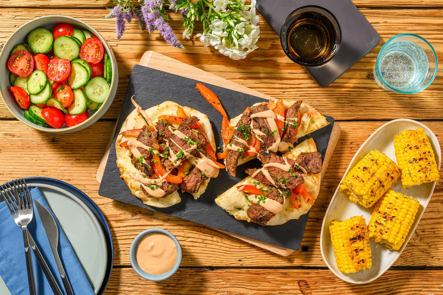 Wraps de faux-filet grillé BBQ et poivrons doux