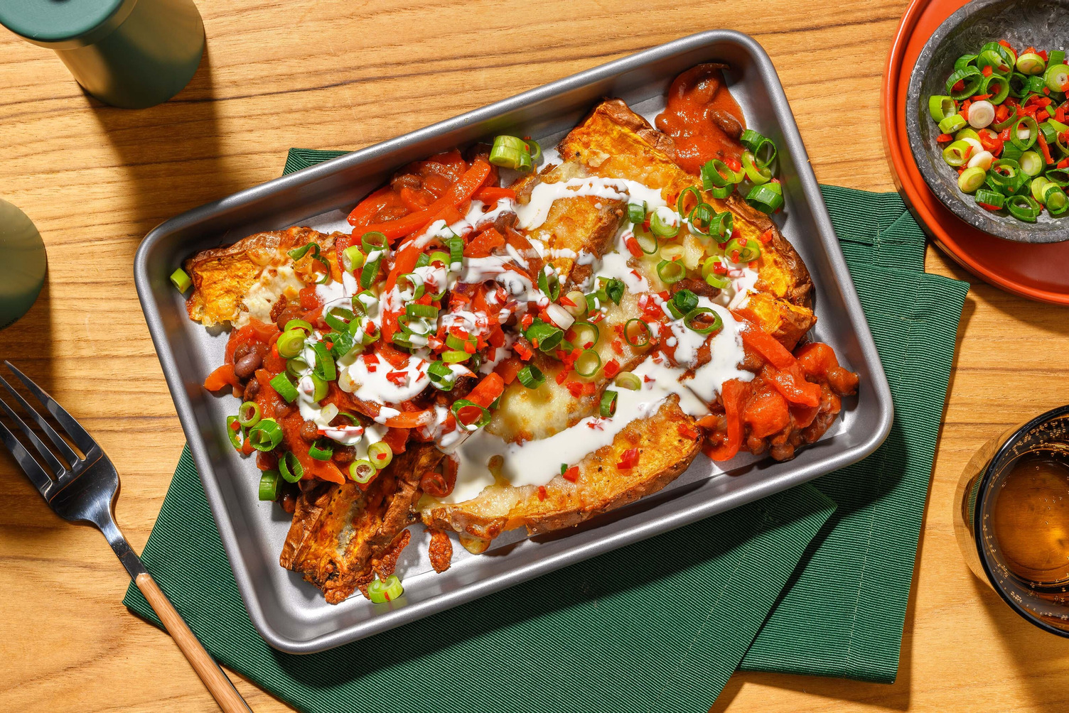 Bakt søtpotet og svarte bønner