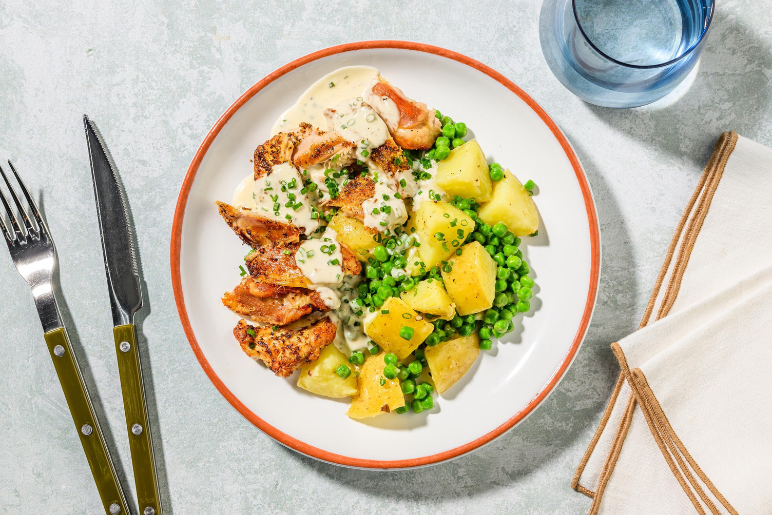 Midweek Roasted Chicken Thighs and Chive Sauce