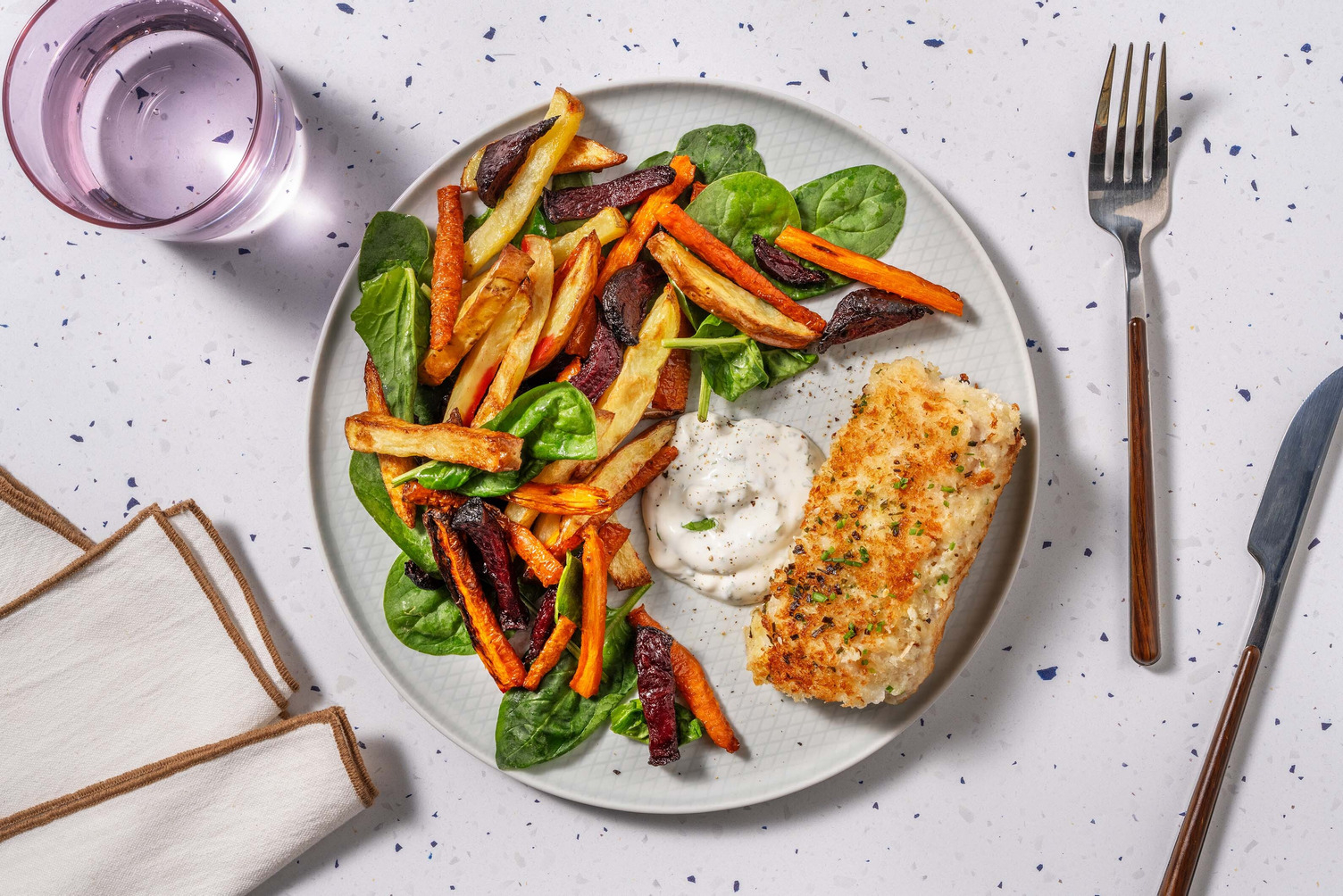 Za'atar-panert sei og regnbuefries