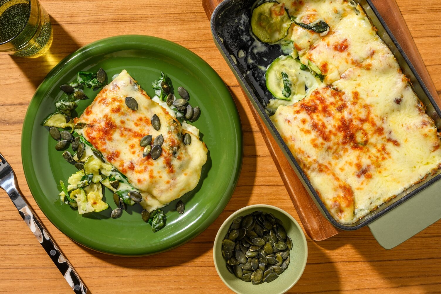 Squash- og spinatlasagne