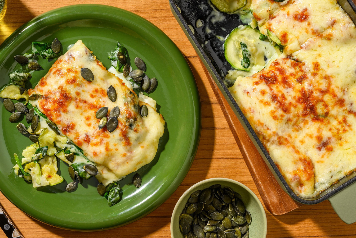 Zucchini- och spenatlasagne