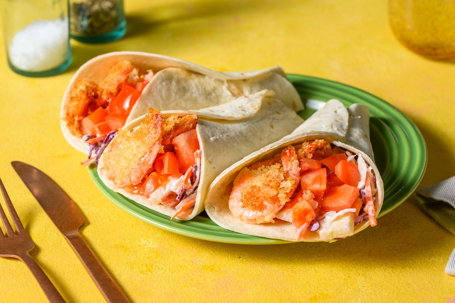 Mini-tortillas aux crevettes croustillantes