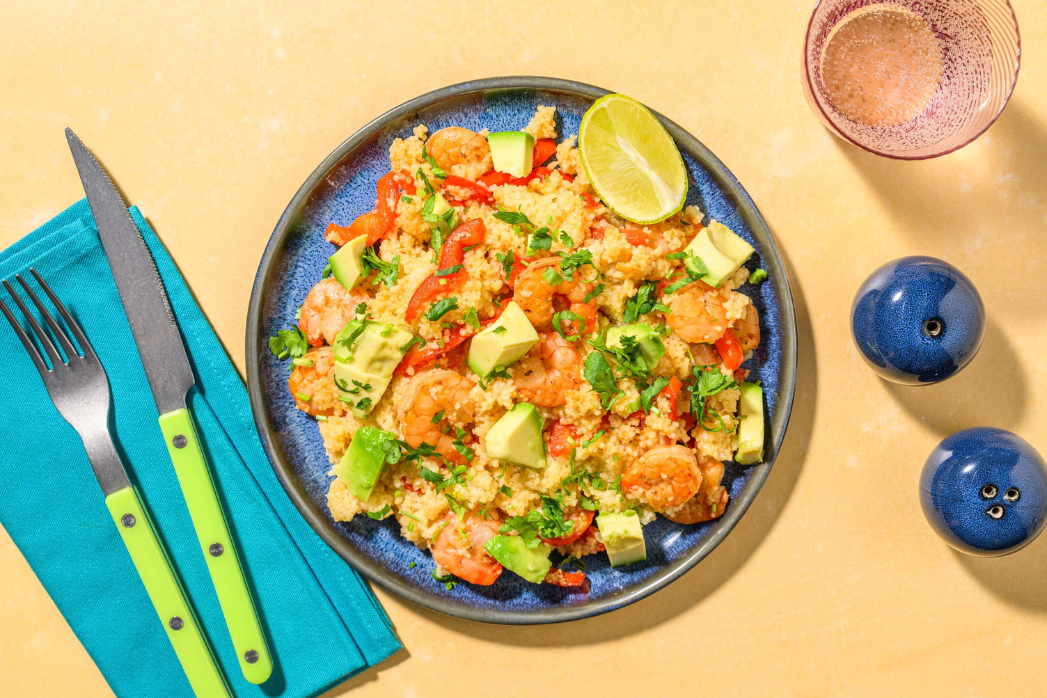 Couscous Caraibi - gamberi, avocado e lime