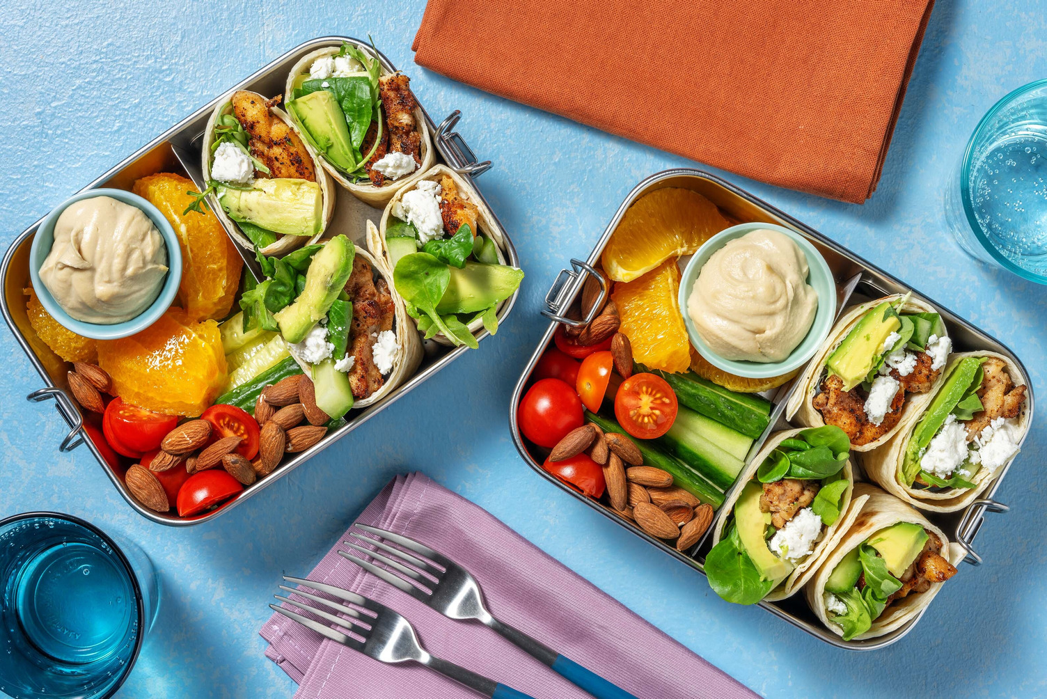 Box Bento :  wraps au poulet et à l'avocat